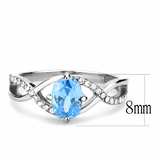 DA117 - Stainless Steel Ring High polished (no plating) Women AAA Grade CZ Sea Blue