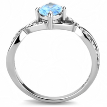 DA117 - Stainless Steel Ring High polished (no plating) Women AAA Grade CZ Sea Blue