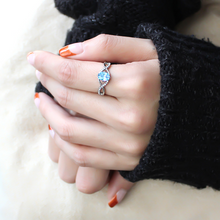 DA117 - Stainless Steel Ring High polished (no plating) Women AAA Grade CZ Sea Blue