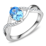 DA117 - Stainless Steel Ring High polished (no plating) Women AAA Grade CZ Sea Blue