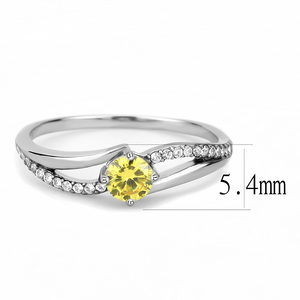 DA118 - Stainless Steel Ring High polished (no plating) Women AAA Grade CZ Topaz