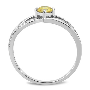 DA118 - Stainless Steel Ring High polished (no plating) Women AAA Grade CZ Topaz