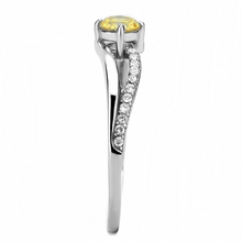 DA118 - Stainless Steel Ring High polished (no plating) Women AAA Grade CZ Topaz