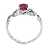 DA119 - Stainless Steel Ring High polished (no plating) Women AAA Grade CZ Ruby