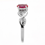 DA119 - Stainless Steel Ring High polished (no plating) Women AAA Grade CZ Ruby