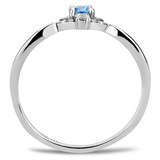 DA120 - Stainless Steel Ring High polished (no plating) Women AAA Grade CZ Sea Blue