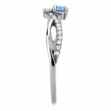 DA120 - Stainless Steel Ring High polished (no plating) Women AAA Grade CZ Sea Blue