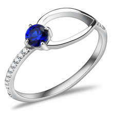DA121 - Stainless Steel Ring High polished (no plating) Women AAA Grade CZ London Blue