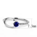 DA121 - Stainless Steel Ring High polished (no plating) Women AAA Grade CZ London Blue