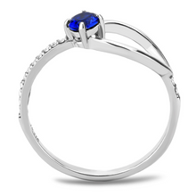 DA121 - Stainless Steel Ring High polished (no plating) Women AAA Grade CZ London Blue