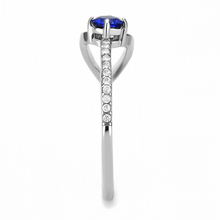 DA121 - Stainless Steel Ring High polished (no plating) Women AAA Grade CZ London Blue