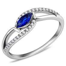 DA122 - Stainless Steel Ring High polished (no plating) Women AAA Grade CZ London Blue