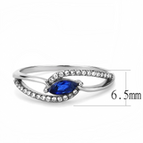 DA122 - Stainless Steel Ring High polished (no plating) Women AAA Grade CZ London Blue