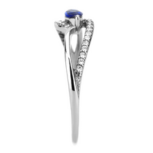 DA122 - Stainless Steel Ring High polished (no plating) Women AAA Grade CZ London Blue