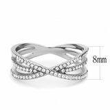 DA124 - Stainless Steel Ring High polished (no plating) Women AAA Grade CZ Clear