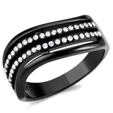DA126 - Stainless Steel Ring IP Black(Ion Plating) Women AAA Grade CZ Clear
