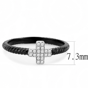 DA127 - Stainless Steel Ring Two-Tone IP Black (Ion Plating) Women AAA Grade CZ Clear