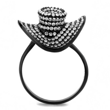 DA128 - Stainless Steel Ring IP Black(Ion Plating) Women AAA Grade CZ Clear