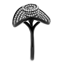 DA128 - Stainless Steel Ring IP Black(Ion Plating) Women AAA Grade CZ Clear