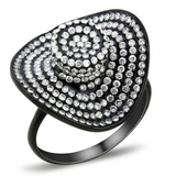 DA128 - Stainless Steel Ring IP Black(Ion Plating) Women AAA Grade CZ Clear