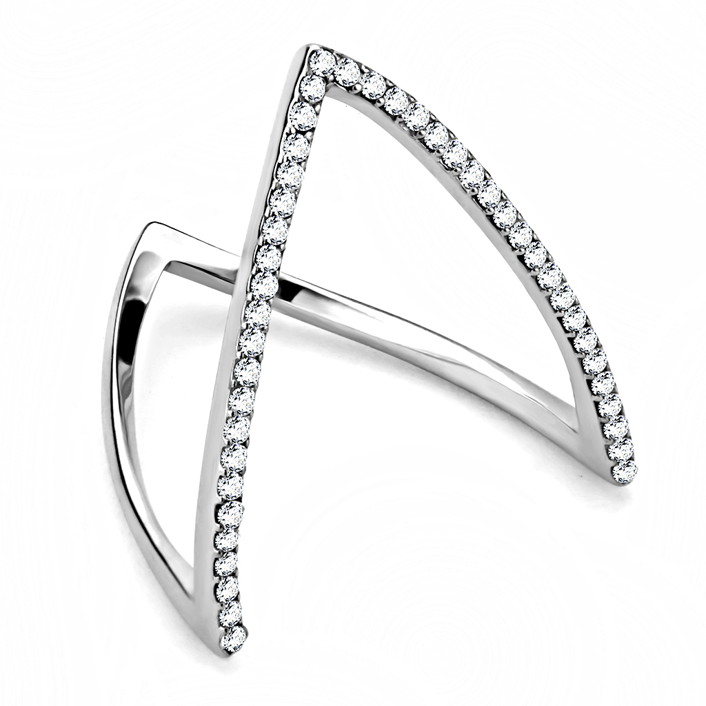 DA132 - Stainless Steel Ring High polished (no plating) Women AAA Grade CZ Clear