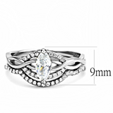 DA133 - Stainless Steel Ring High polished (no plating) Women AAA Grade CZ Clear