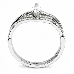 DA133 - Stainless Steel Ring High polished (no plating) Women AAA Grade CZ Clear