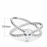 DA135 - Stainless Steel Ring High polished (no plating) Women AAA Grade CZ Clear