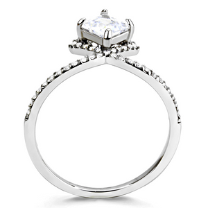 DA136 - Stainless Steel Ring High polished (no plating) Women AAA Grade CZ Clear