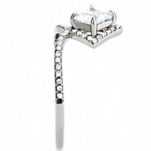 DA136 - Stainless Steel Ring High polished (no plating) Women AAA Grade CZ Clear