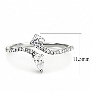 DA138 - Stainless Steel Ring High polished (no plating) Women AAA Grade CZ Clear