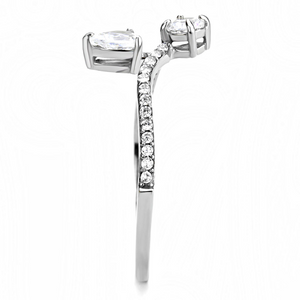 DA138 - Stainless Steel Ring High polished (no plating) Women AAA Grade CZ Clear