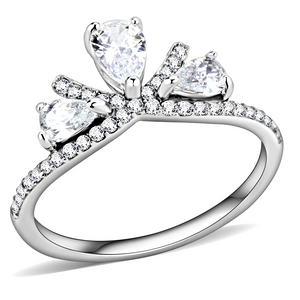 DA140 - Stainless Steel Ring High polished (no plating) Women AAA Grade CZ Clear