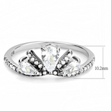 DA140 - Stainless Steel Ring High polished (no plating) Women AAA Grade CZ Clear