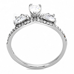 DA140 - Stainless Steel Ring High polished (no plating) Women AAA Grade CZ Clear