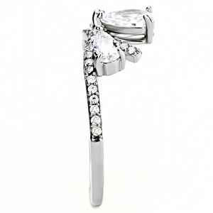 DA140 - Stainless Steel Ring High polished (no plating) Women AAA Grade CZ Clear