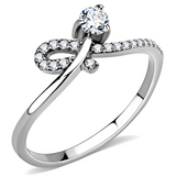 DA142 - Stainless Steel Ring High polished (no plating) Women AAA Grade CZ Clear