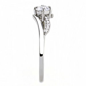 DA144 - Stainless Steel Ring High polished (no plating) Women AAA Grade CZ Clear