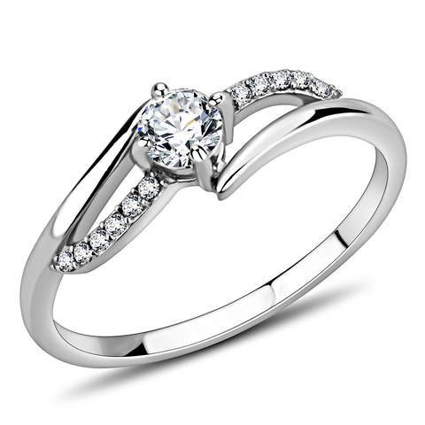 DA144 - Stainless Steel Ring High polished (no plating) Women AAA Grade CZ Clear