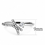 DA145 - Stainless Steel Ring High polished (no plating) Women AAA Grade CZ Clear