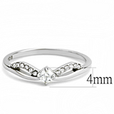 DA146 - Stainless Steel Ring High polished (no plating) Women AAA Grade CZ Clear