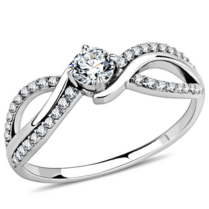 DA147 - Stainless Steel Ring High polished (no plating) Women AAA Grade CZ Clear