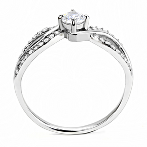 DA147 - Stainless Steel Ring High polished (no plating) Women AAA Grade CZ Clear