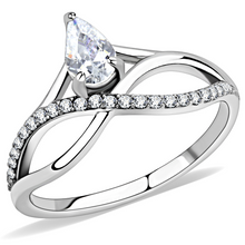 DA149 - Stainless Steel Ring High polished (no plating) Women AAA Grade CZ Clear