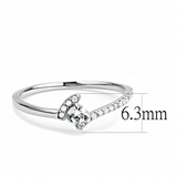 DA152 - Stainless Steel Ring High polished (no plating) Women AAA Grade CZ Clear
