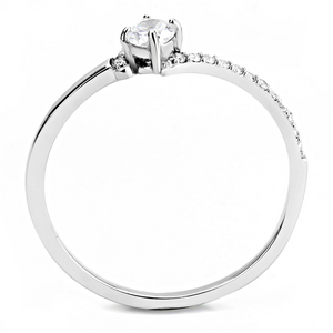 DA152 - Stainless Steel Ring High polished (no plating) Women AAA Grade CZ Clear