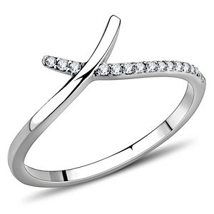 DA154 - Stainless Steel Ring High polished (no plating) Women AAA Grade CZ Clear