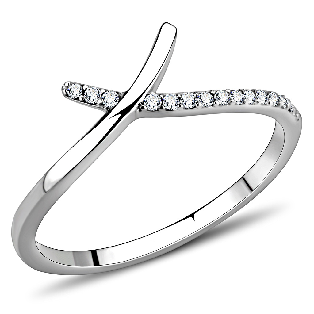 DA154 - Stainless Steel Ring High polished (no plating) Women AAA Grade CZ Clear