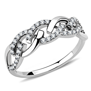DA163 - Stainless Steel Ring High polished (no plating) Women AAA Grade CZ Clear