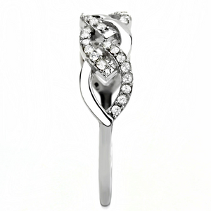 DA163 - Stainless Steel Ring High polished (no plating) Women AAA Grade CZ Clear
